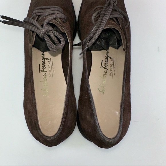 Salvatore Ferragamo Women’s Brown Suede Atto Oxford Dress Shoes 7.5 - Picture 8 of 10